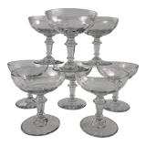 Set of 8 glass champagne glasses XIXth