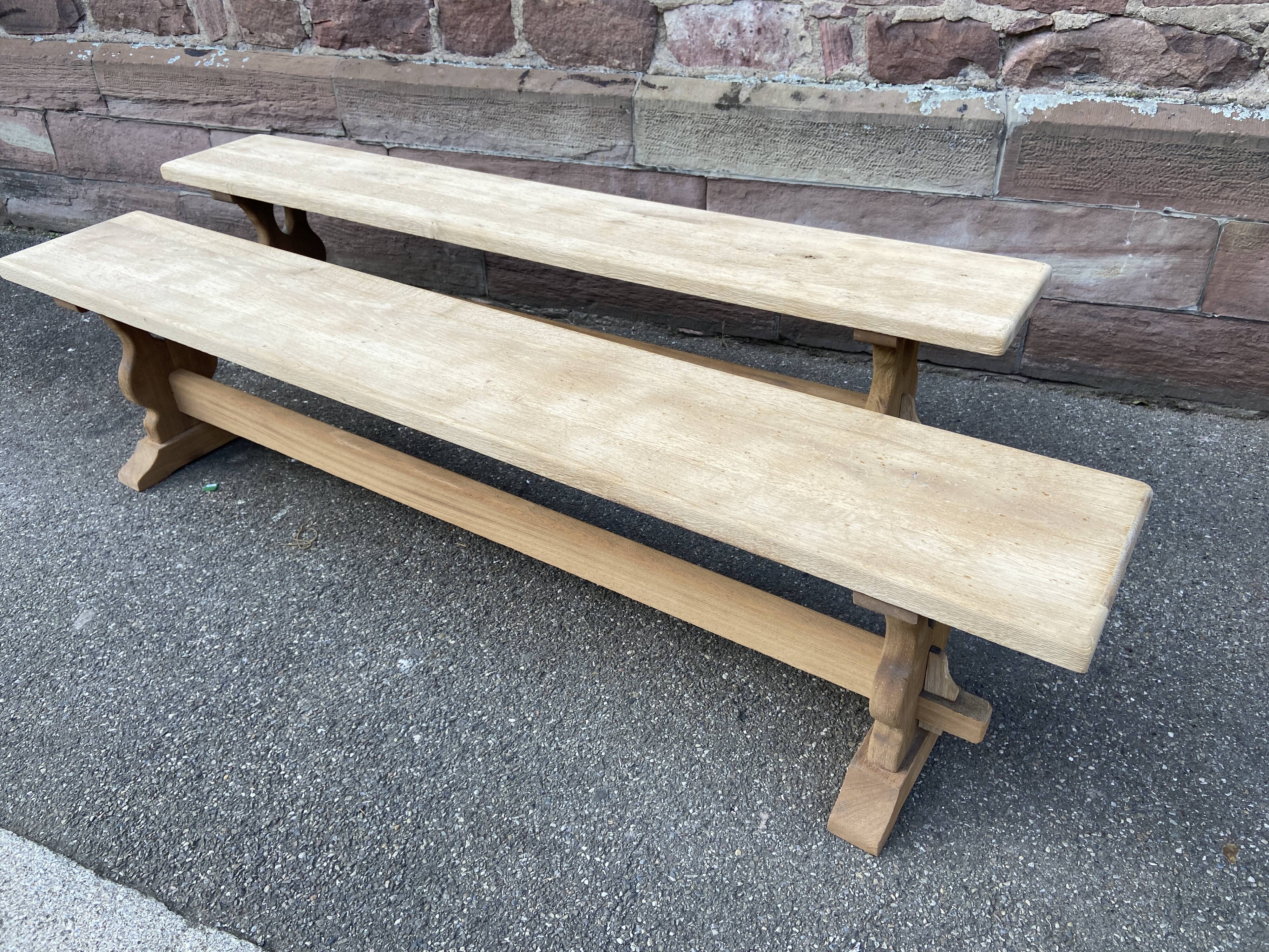 Pair of benches style monastery in raw solid wood