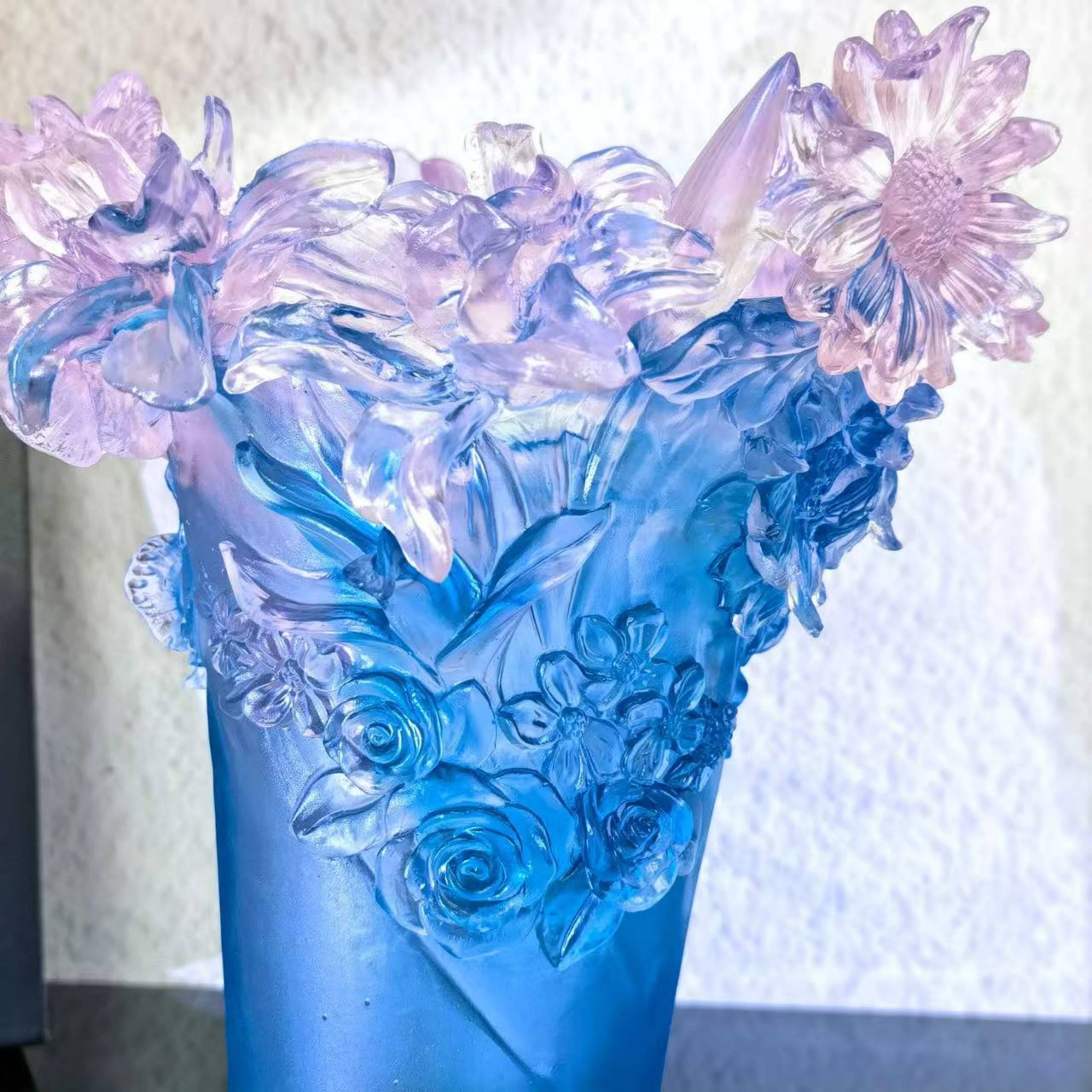 "Sweet Garden" vase, H 28 cm by Daum