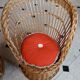 Lot de 2 fauteuils enfants en rotin, vintage 1970, avec coussin orange