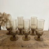 6 smoked glass flutes