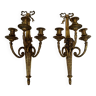Pair of Louis XVI style sconces in chiseled bronze 20th century