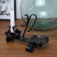 Old turned wrought iron candlesticks