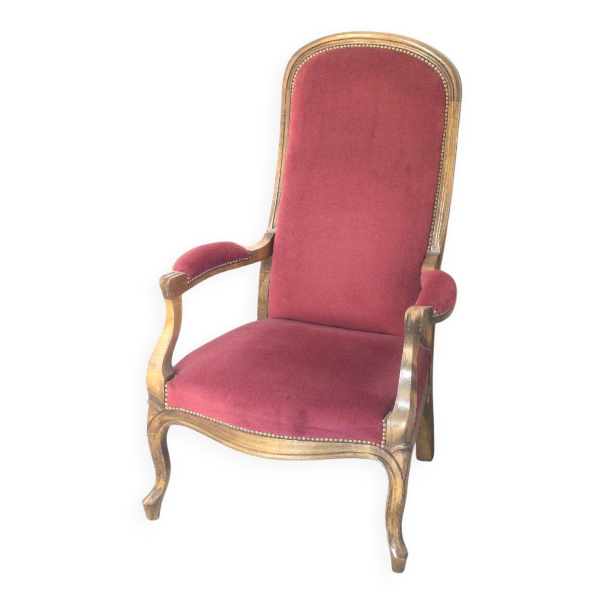 Voltaire red velvet armchair