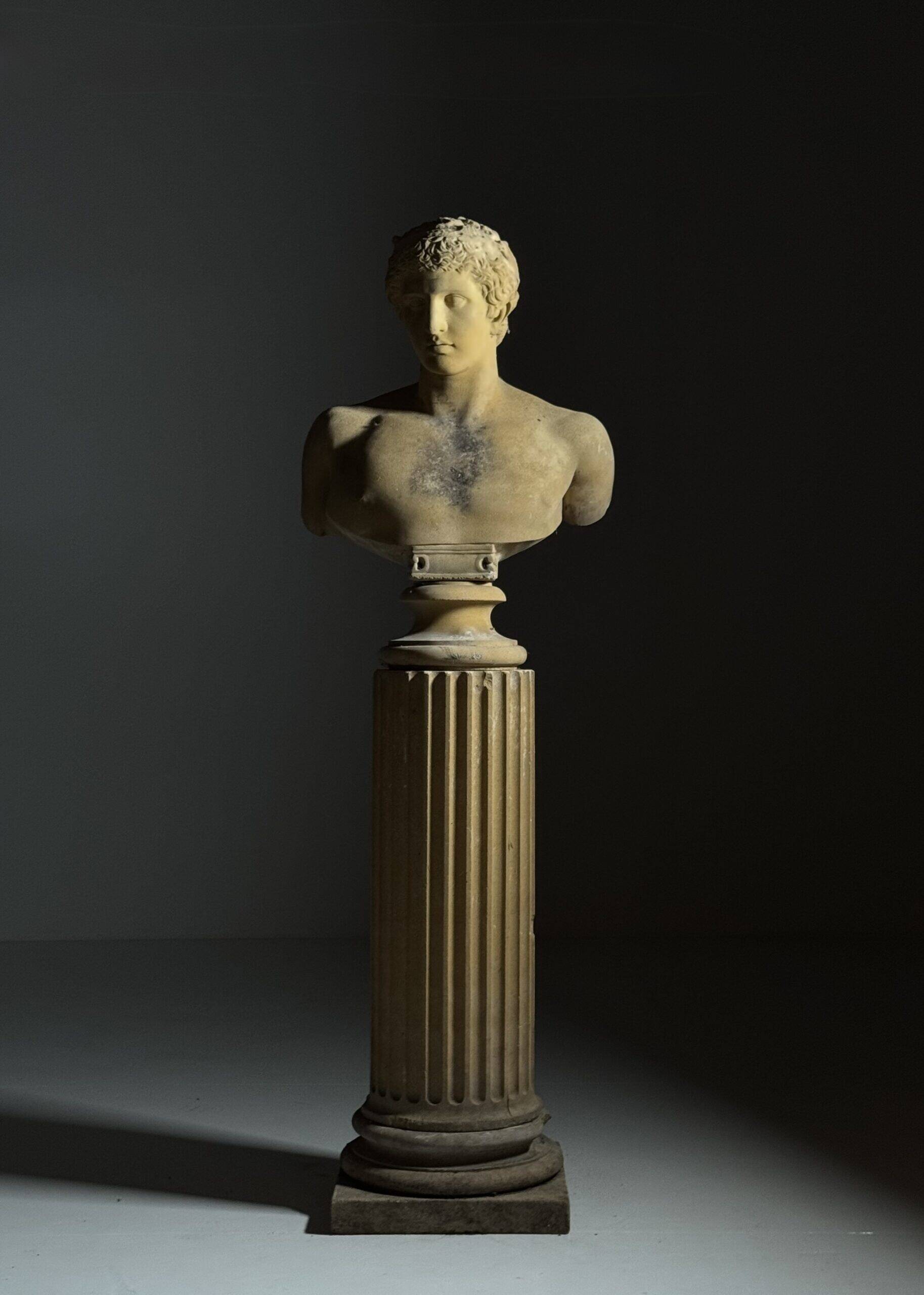 Bust on pedestal 20th century Antinous