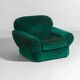 Paire de fauteuils de salon en velours vert, Italie, années 1970