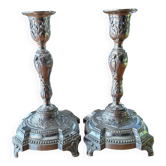 Pair of antique silver-plated candlesticks