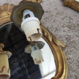 Paire d'appliques en bronze doré et miroir de style Louis XV