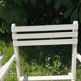 Folding slatted garden armchairs
