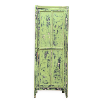 Antique Parisian bonnet wardrobe with khaki patina