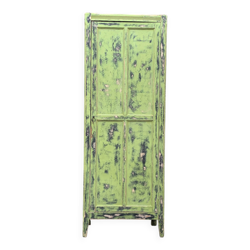 Antique Parisian bonnet wardrobe with khaki patina
