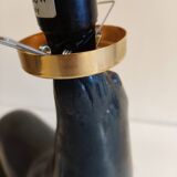 Lampe otarie noire irisée bleue en terre cuite