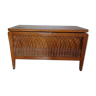 Vintage wood and rattan toy chest