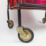 Vintage trolley magazine rack side table, 1960