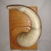 Horn cow zebu on wooden base