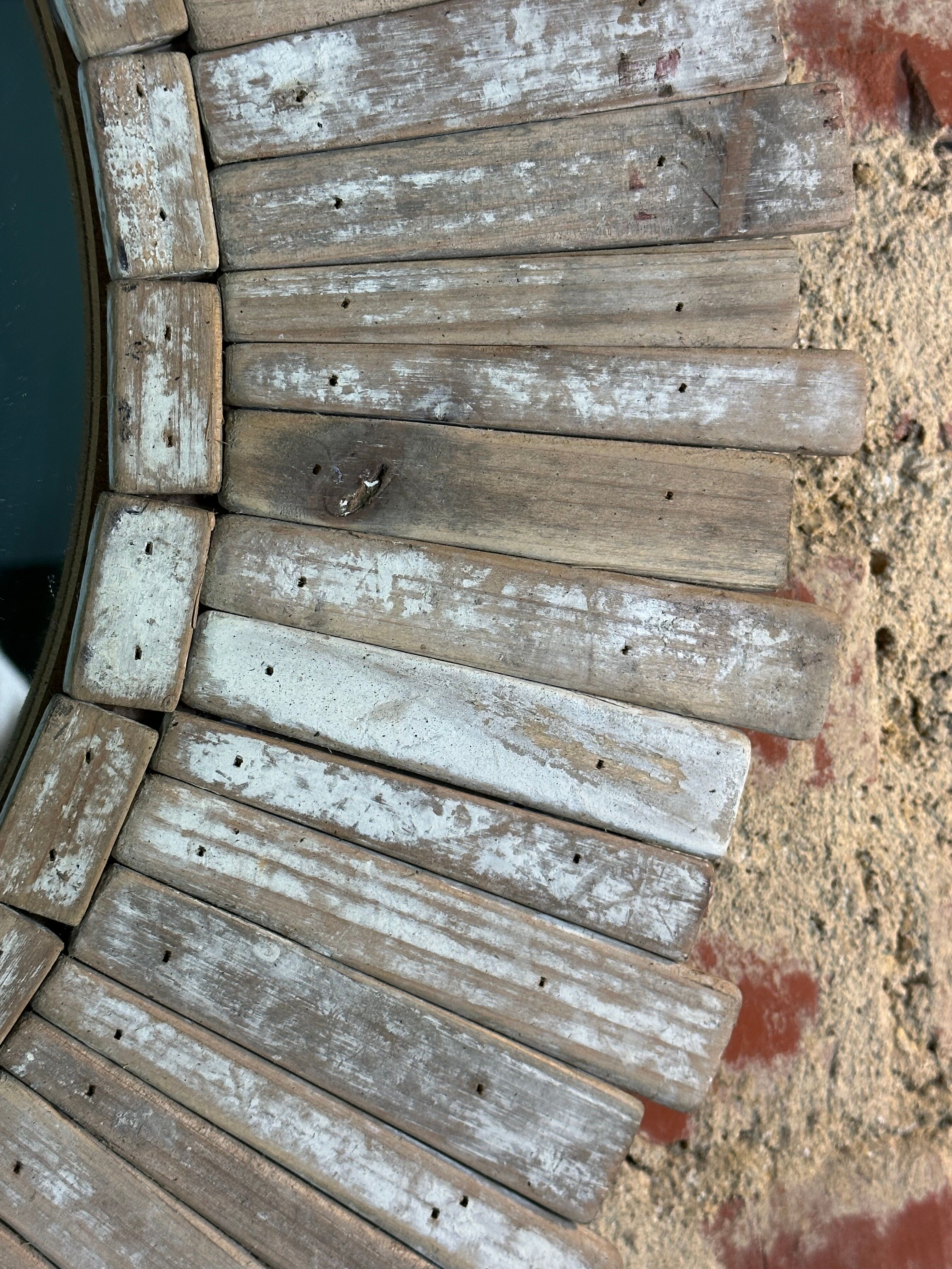 Mirror in patinated natural wood