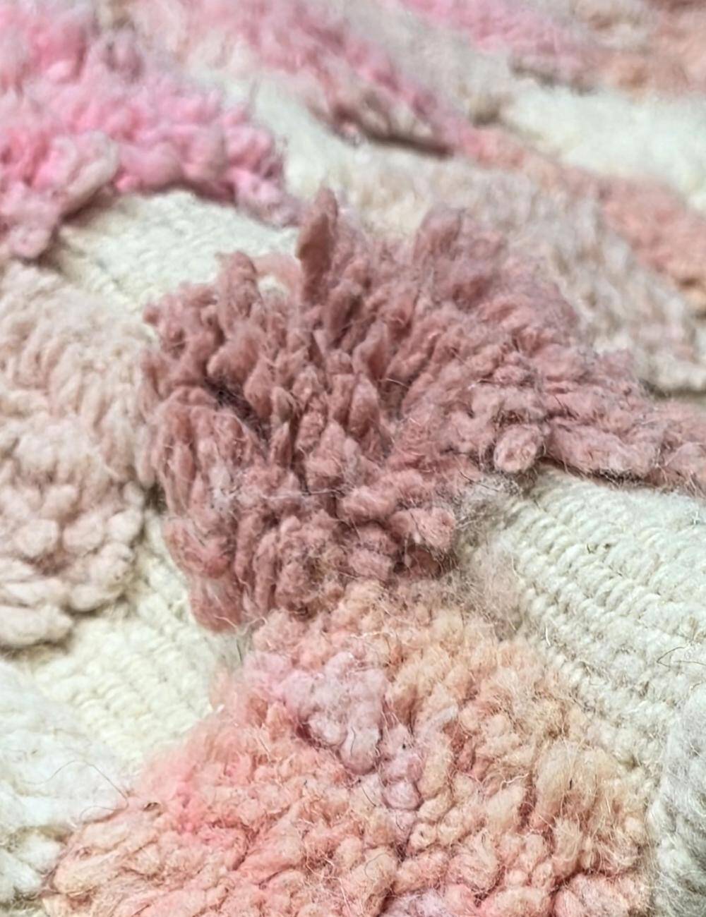 Tapis Berbère Rose à Damier texturé - 287 x 245 cm