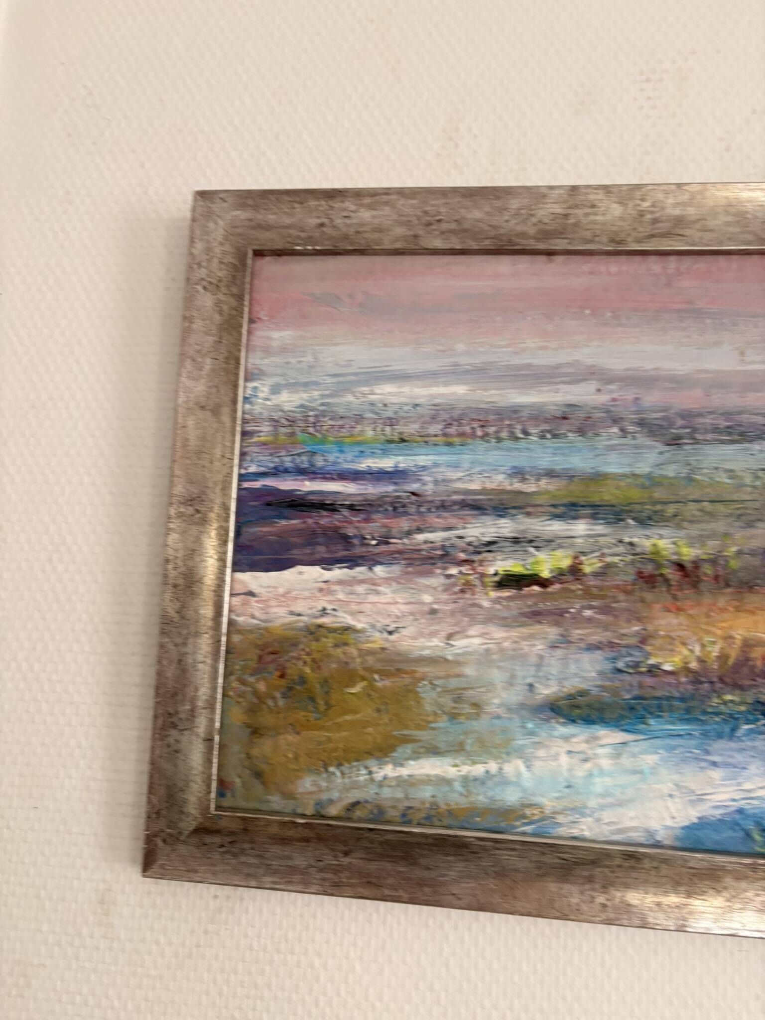 Old Painting Landscape of Tidal Marsh Coastal Impressionist