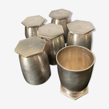 Set 6 silver metal timballs