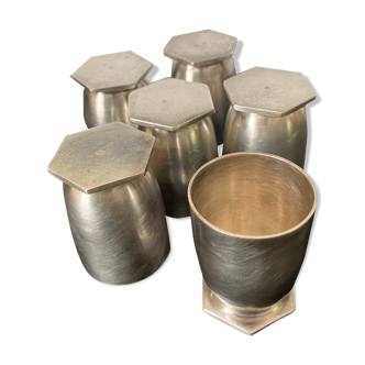 Set 6 silver metal timballs