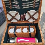 Picnic basket with white porcelain crockery