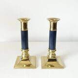Vintage gilt brass candlesticks, 1970s, set of 2