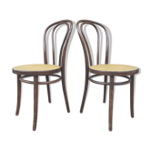 Pair of canned bistro chairs Thonet ZPM Radomsko in curved wood