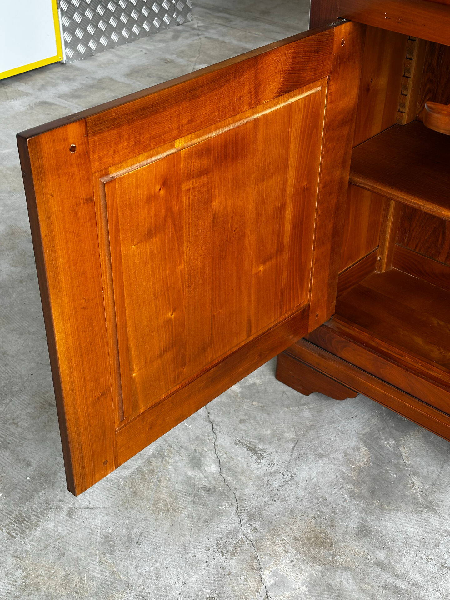 Solid cherry wood library with sliding writing desk - 20th century