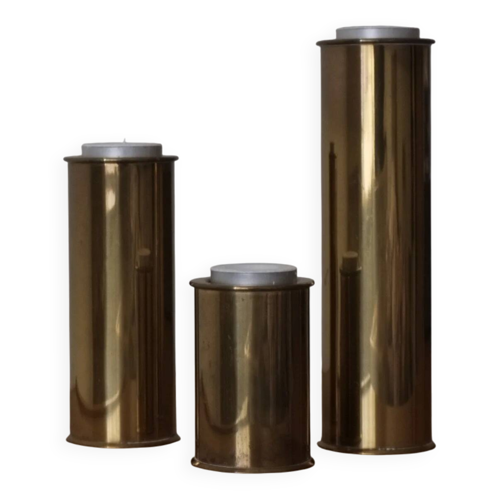 3 brutalist brass candle holders from Staffan Englesson AB | Sweden | 1970s