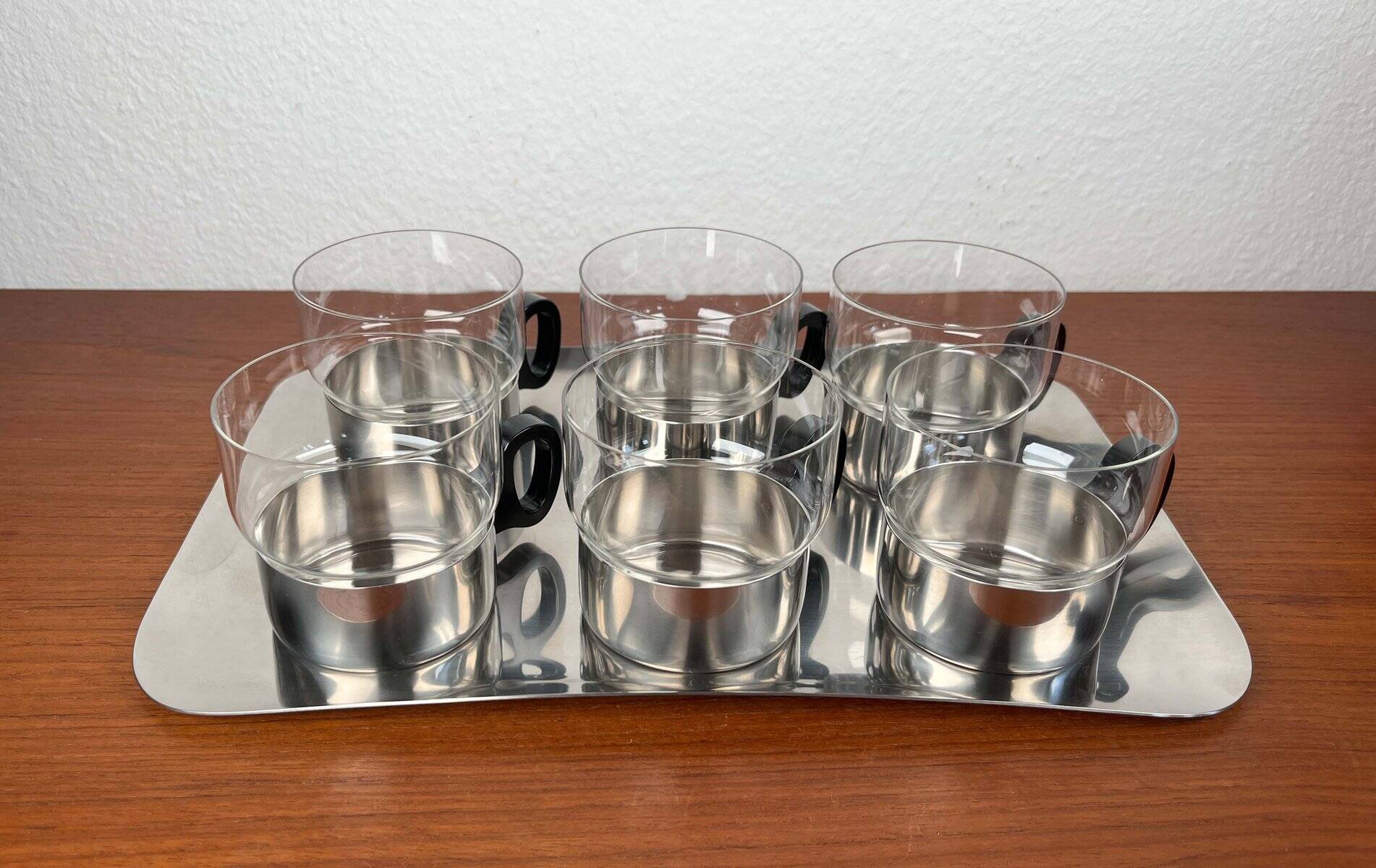 Ensemble de verres à thé et plateau allemands du milieu du siècle moderne de WMF, années 1960, lot de 7