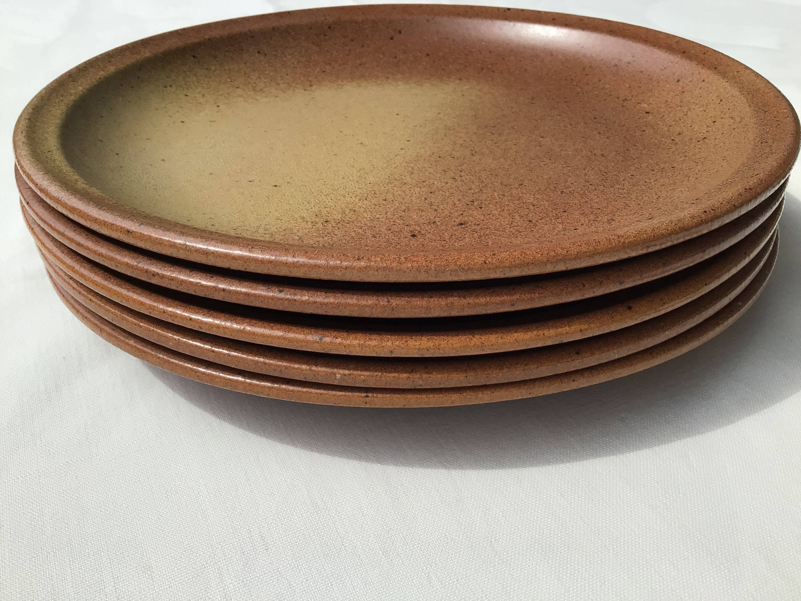 5 Dinner plates Burgundy Sarreguemines sandstone nuanced brown