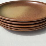 5 Dinner plates Burgundy Sarreguemines sandstone nuanced brown