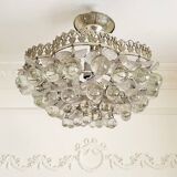 Plafonnier vintage en cristal décoré de feuilles et de grappes – Espagne année