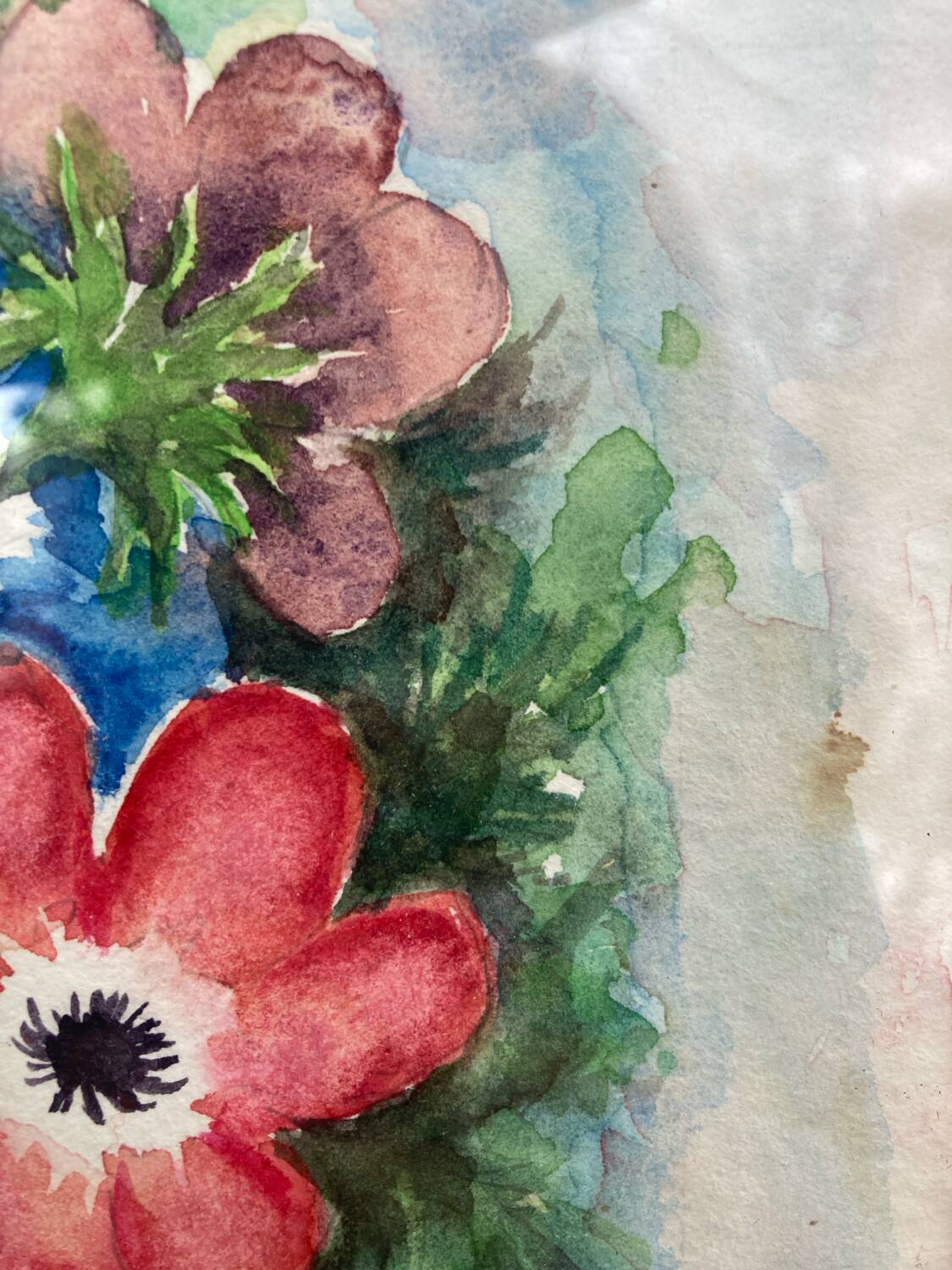 Nature morte bouquet aquarelle sur papier