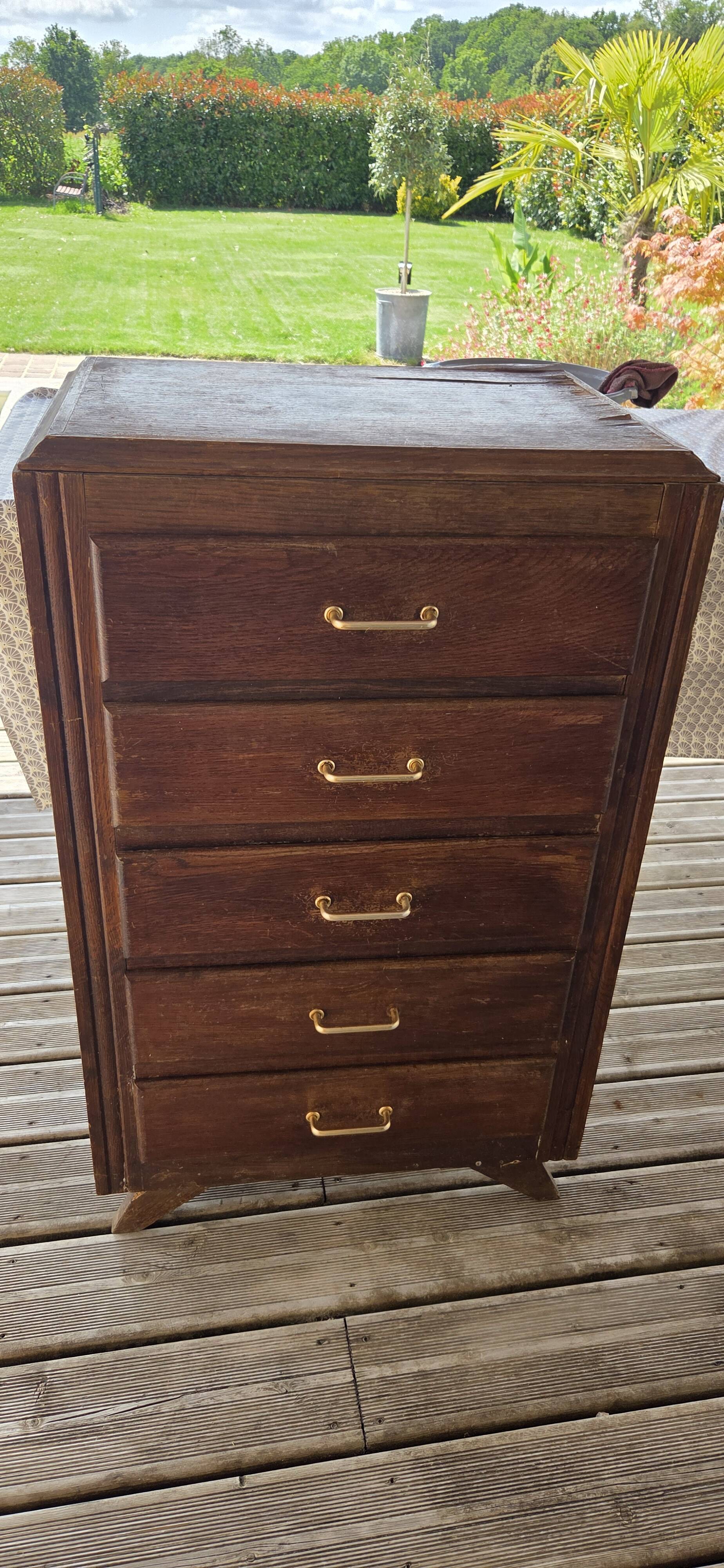 Chiffonnier 5 tiroirs et pieds compas vintage