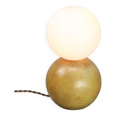Lampe de Table Vintage en Bois et Opaline, Italie