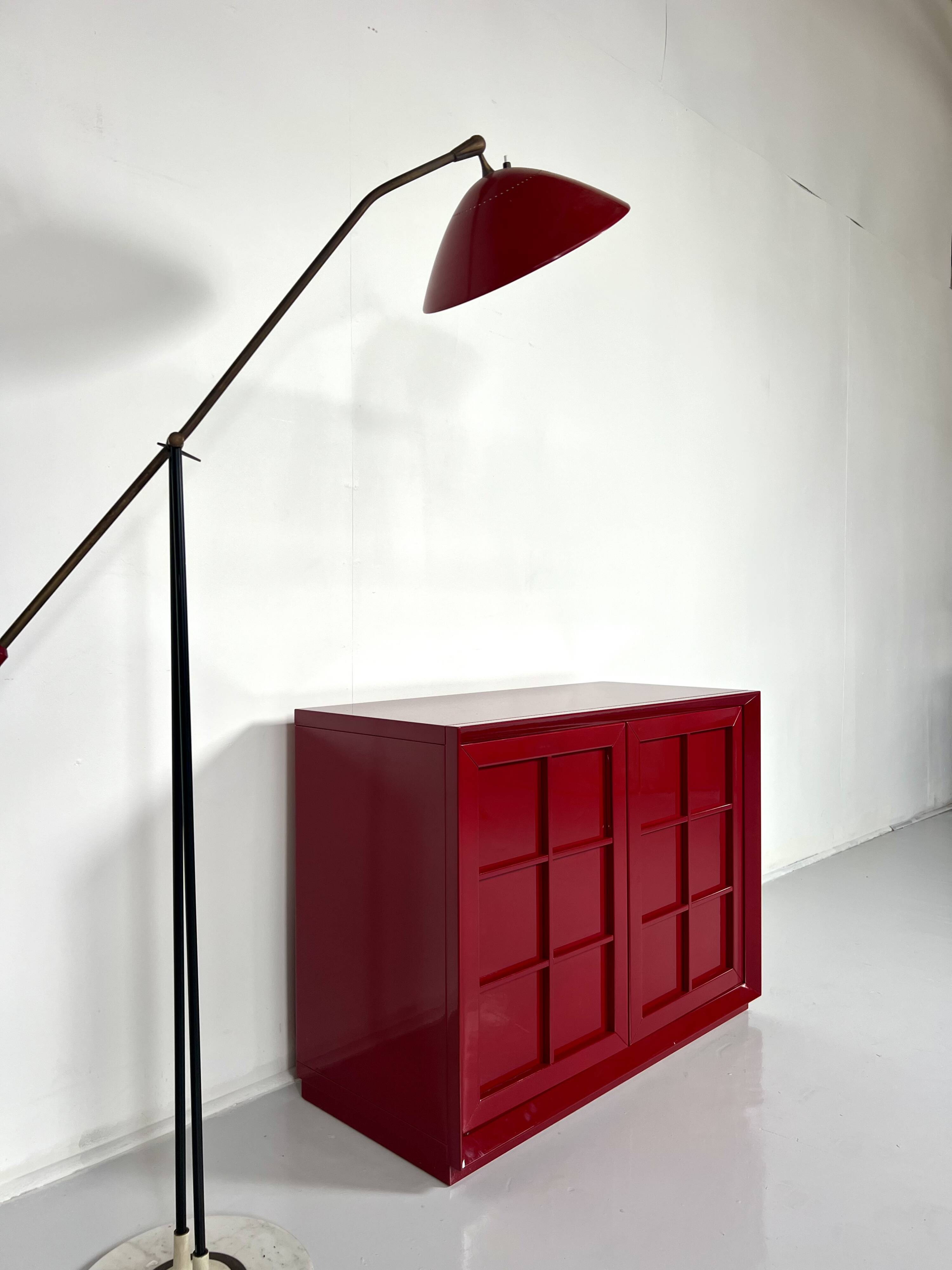 Mid-Century Modern Lacquered Red Sideboard, Italy