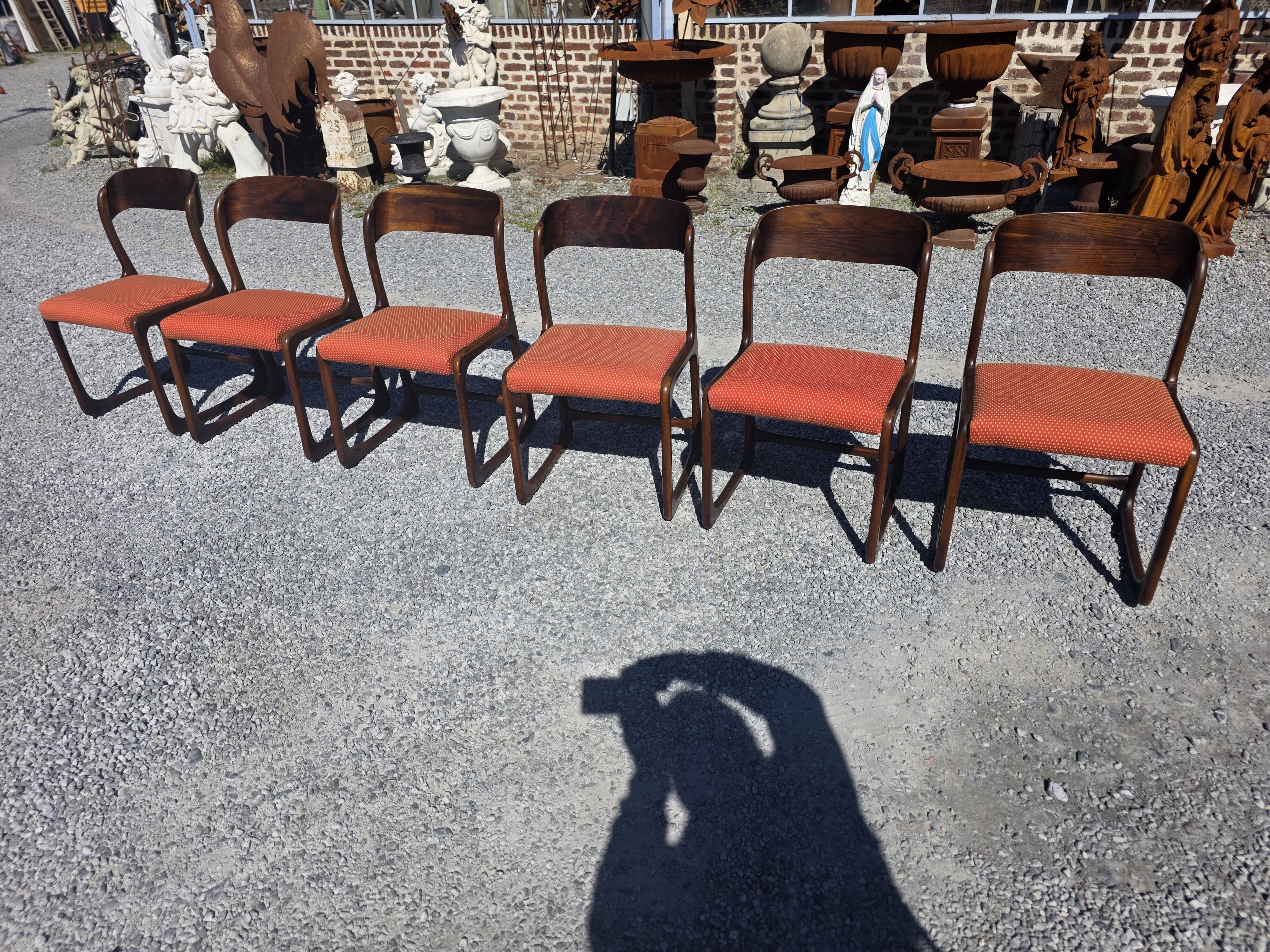 6 Baumann sled chairs in rosewood from the 1960s.
