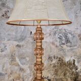 Wood-turned coil lamp, France, mid-20th century.