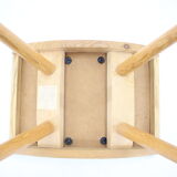 1960s Oak Stool With Sheepskin Fabric, Czechoslovakia
