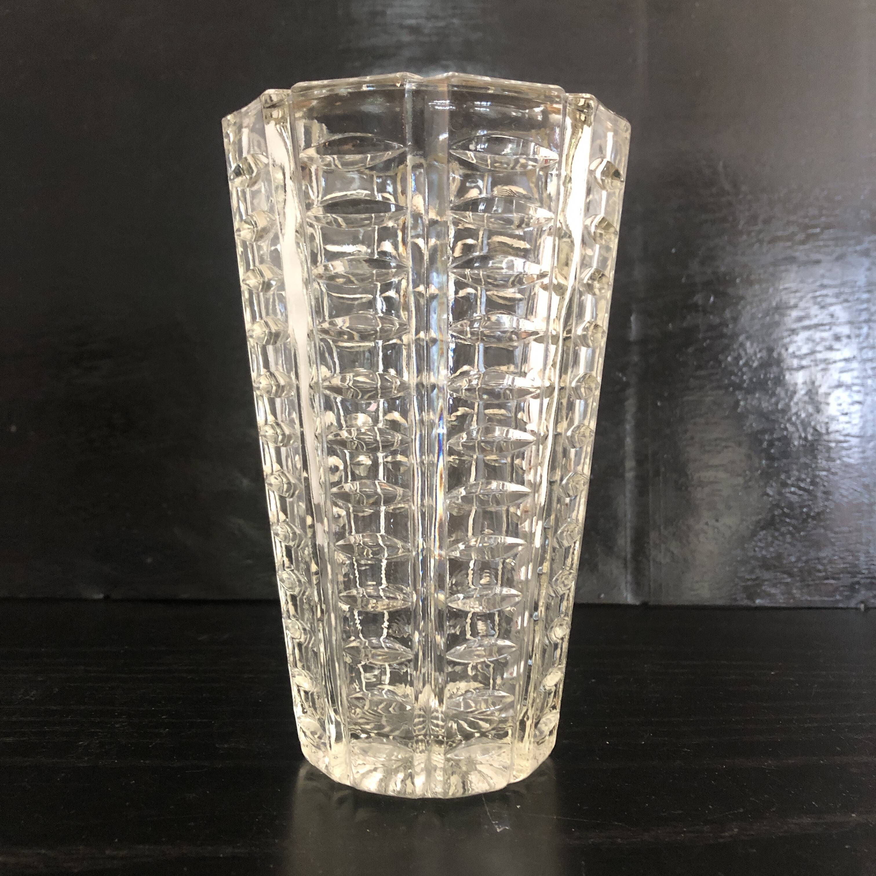 Chiseled glass vase