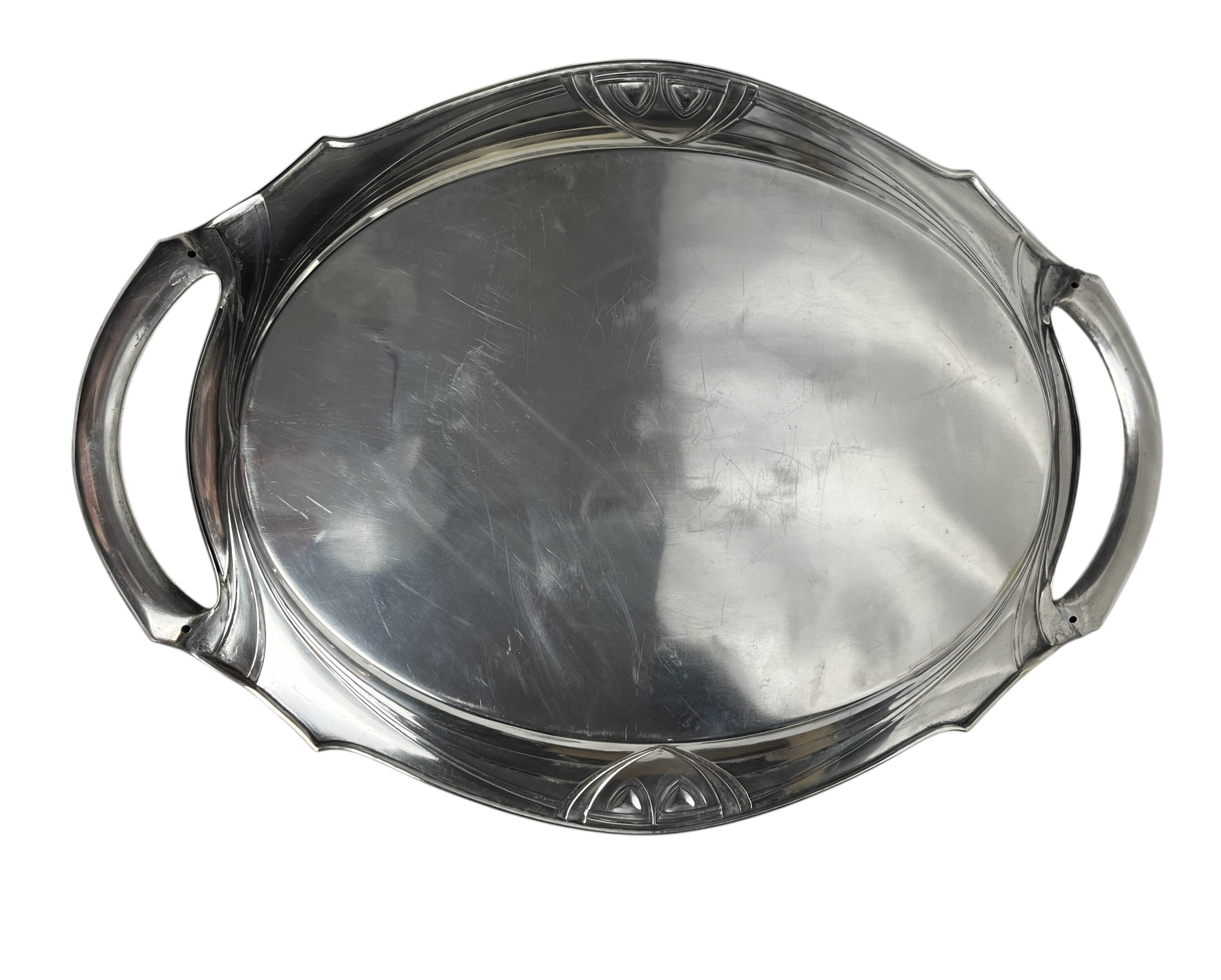 Art Nouveau, silver-plated metal tray Theodor Radivon hallmark circa 1900