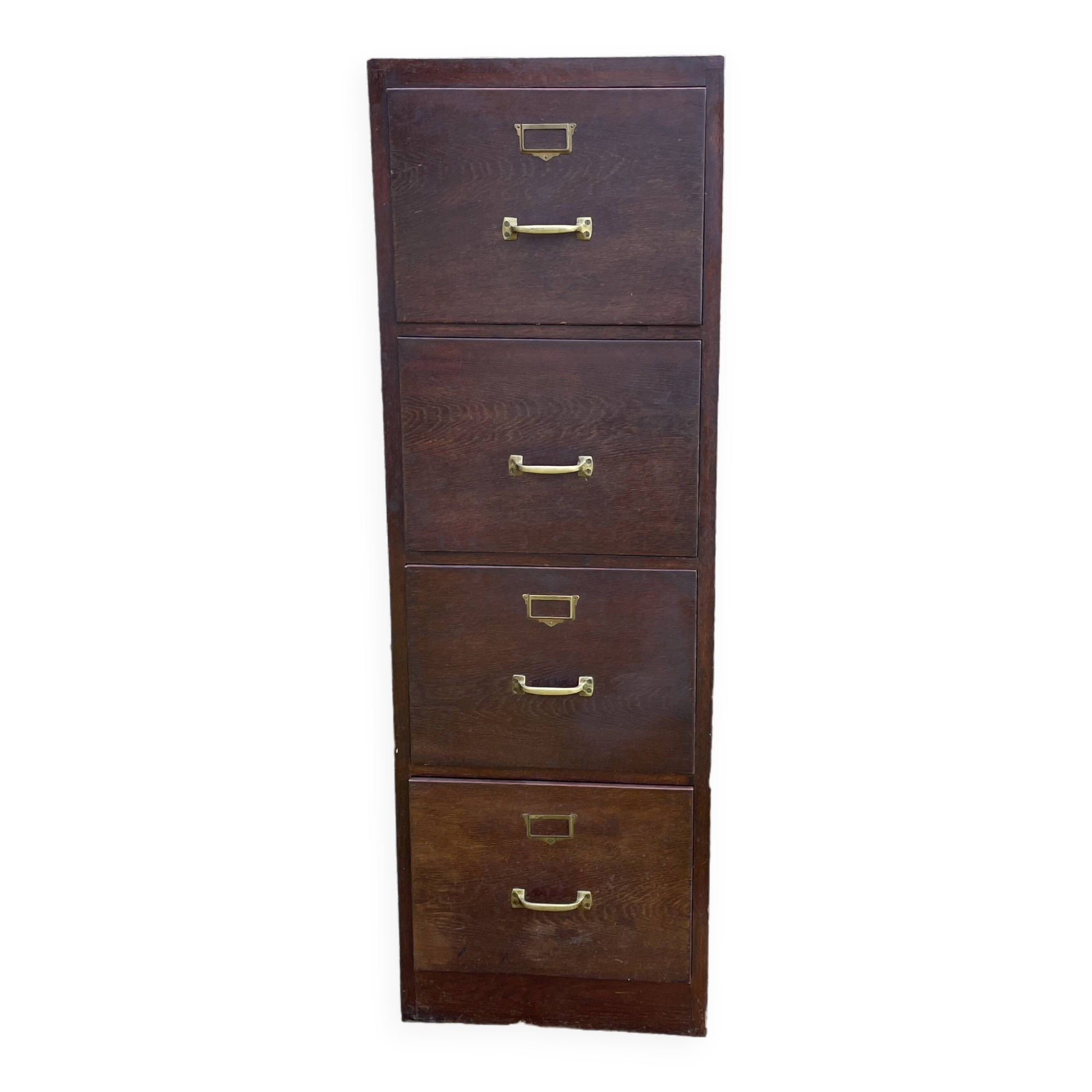 Meuble d'archives en bois, classeur 4 tiroirs 1950