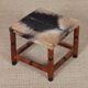 Tabouret en bois massif et peau, travail du XXe siècle
