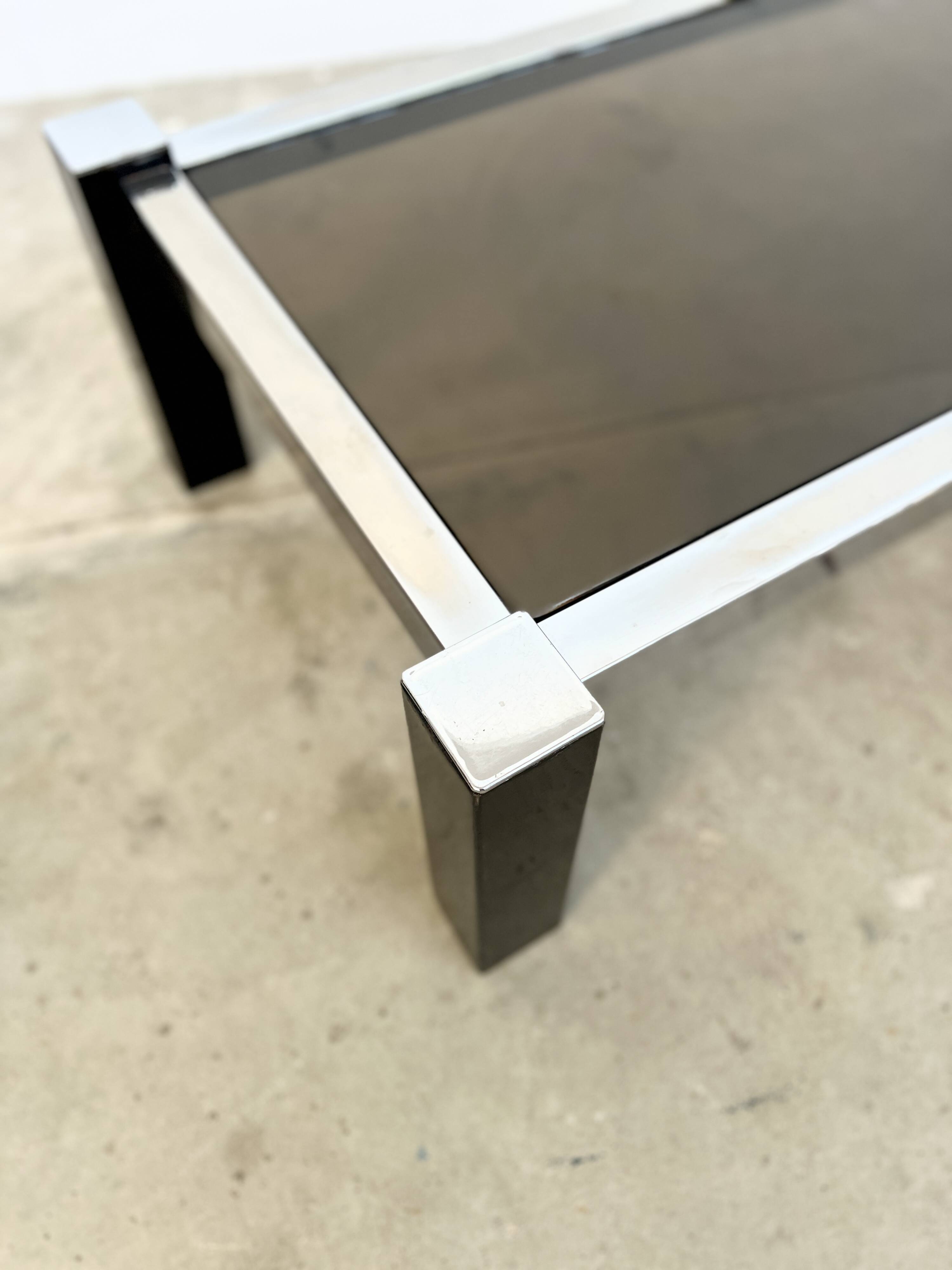 Black & Chrome Design Coffee Table – Smoked Glass