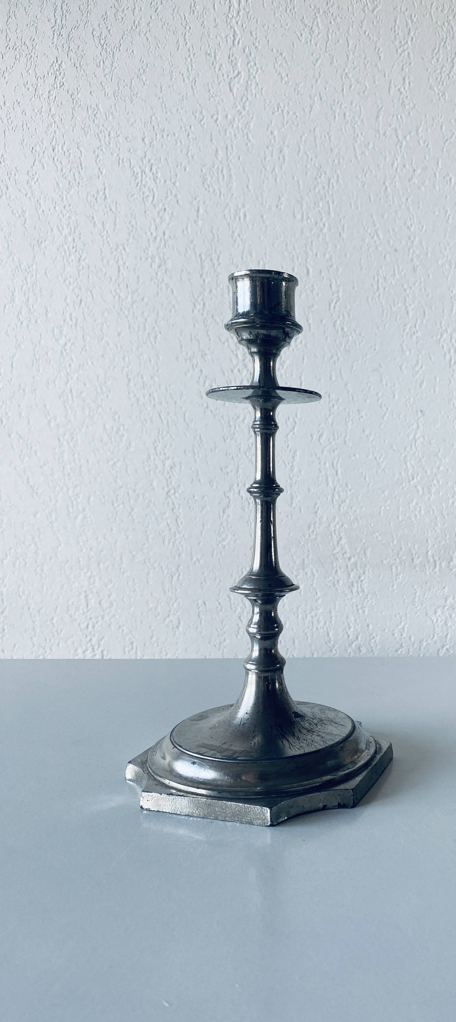 Silver metal candle holder