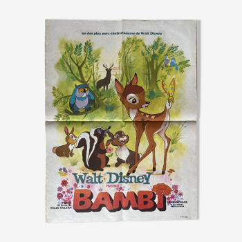 Affiche cinéma "Bambi" Walt Disney 60x80cm 1960