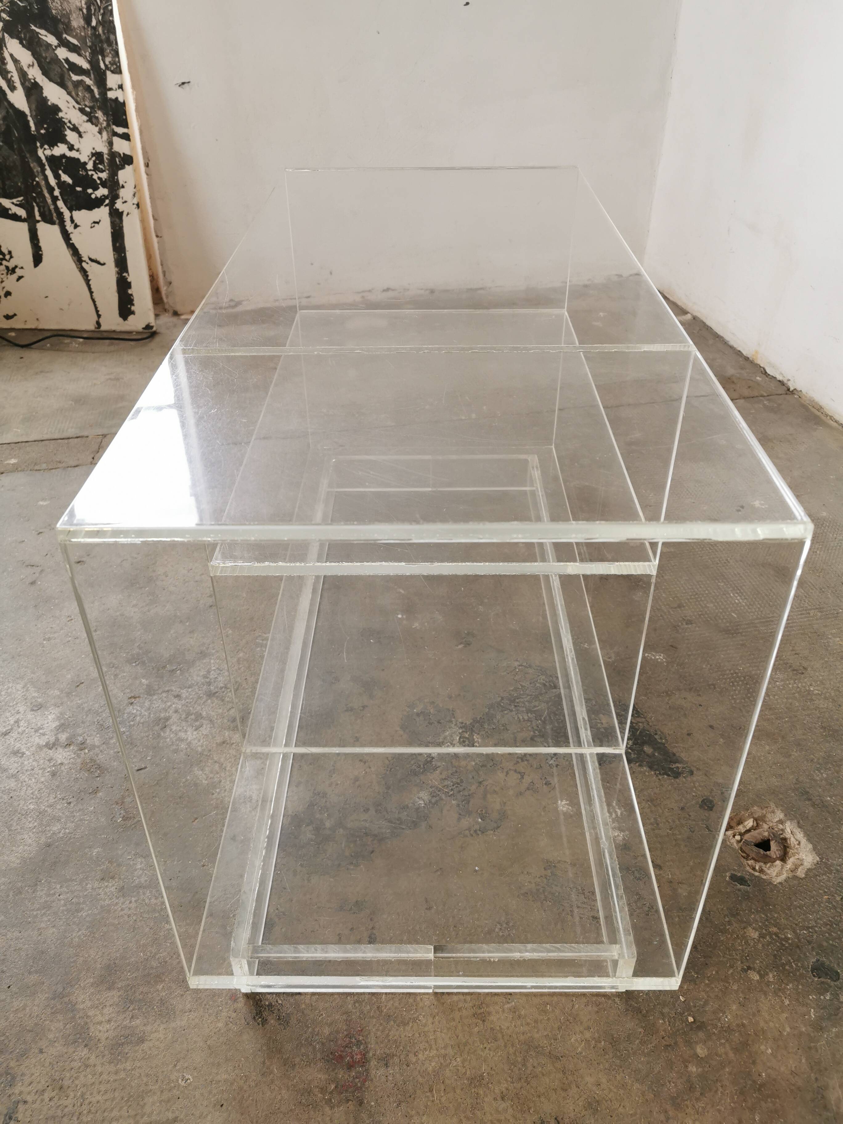 80s plexiglass hi-fi furniture shelf