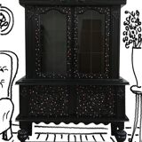 Stylized sideboard 80s pop confetti art