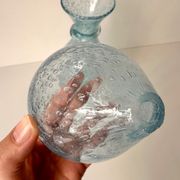 Vintage 1960s blue bubble glass BIOT carafe